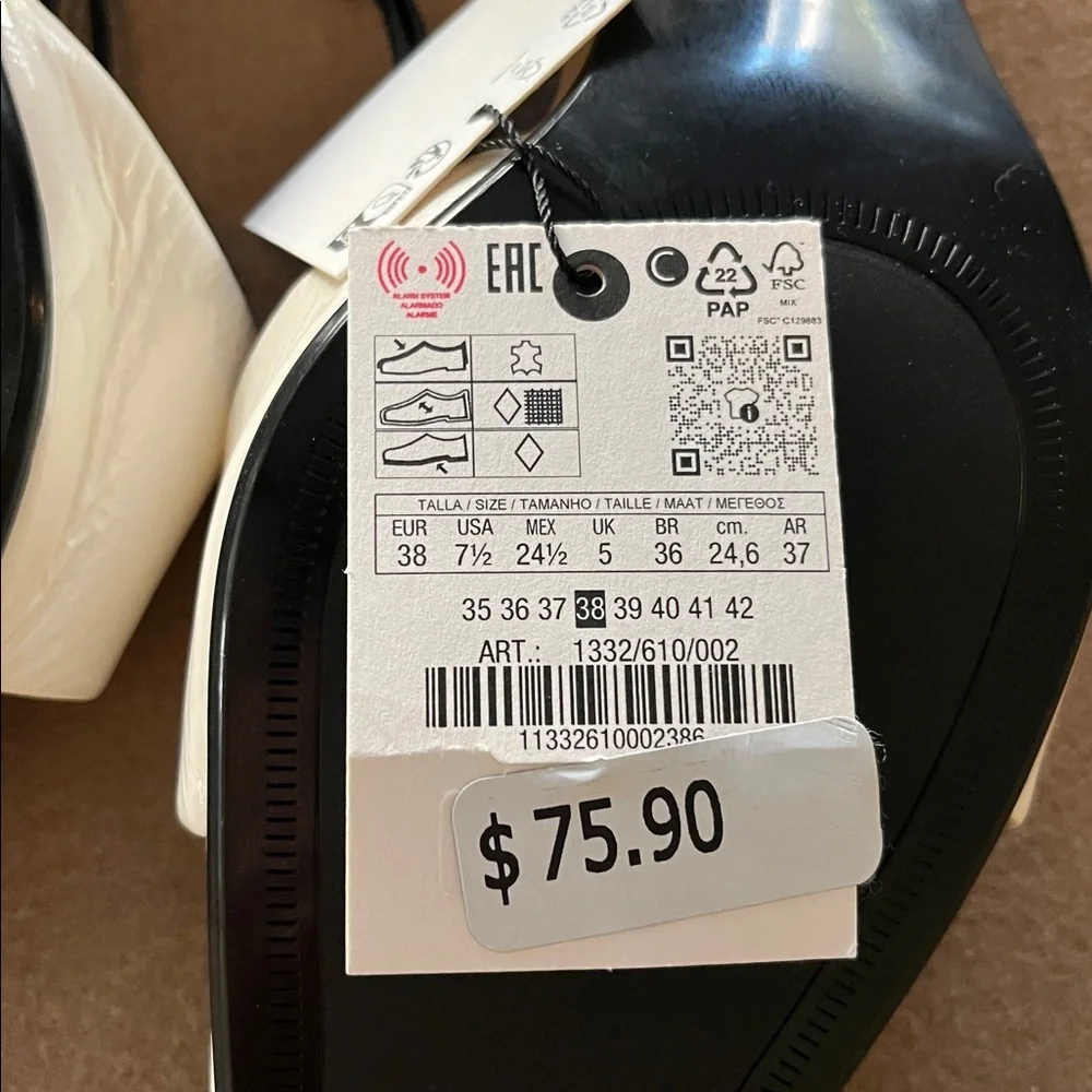 Zara Leather Cream / Off White Slides / Sandals  NWT - 7.5 / 38 - Picture 8 of 13